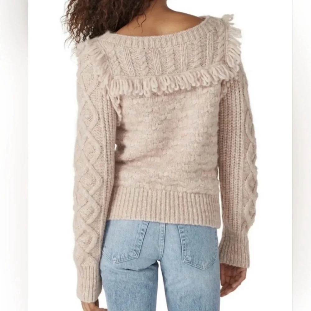 LoveShackFancy Pink Textured Sweater with Fringe - Picture 3 of 8